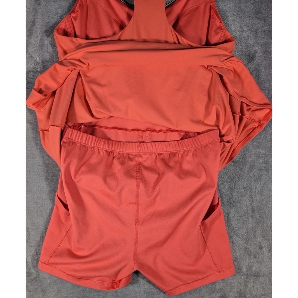 All in Motion Coral Orange Athletic Exercise Dress Built-in Shorts Pockets Med - Picture 9 of 11